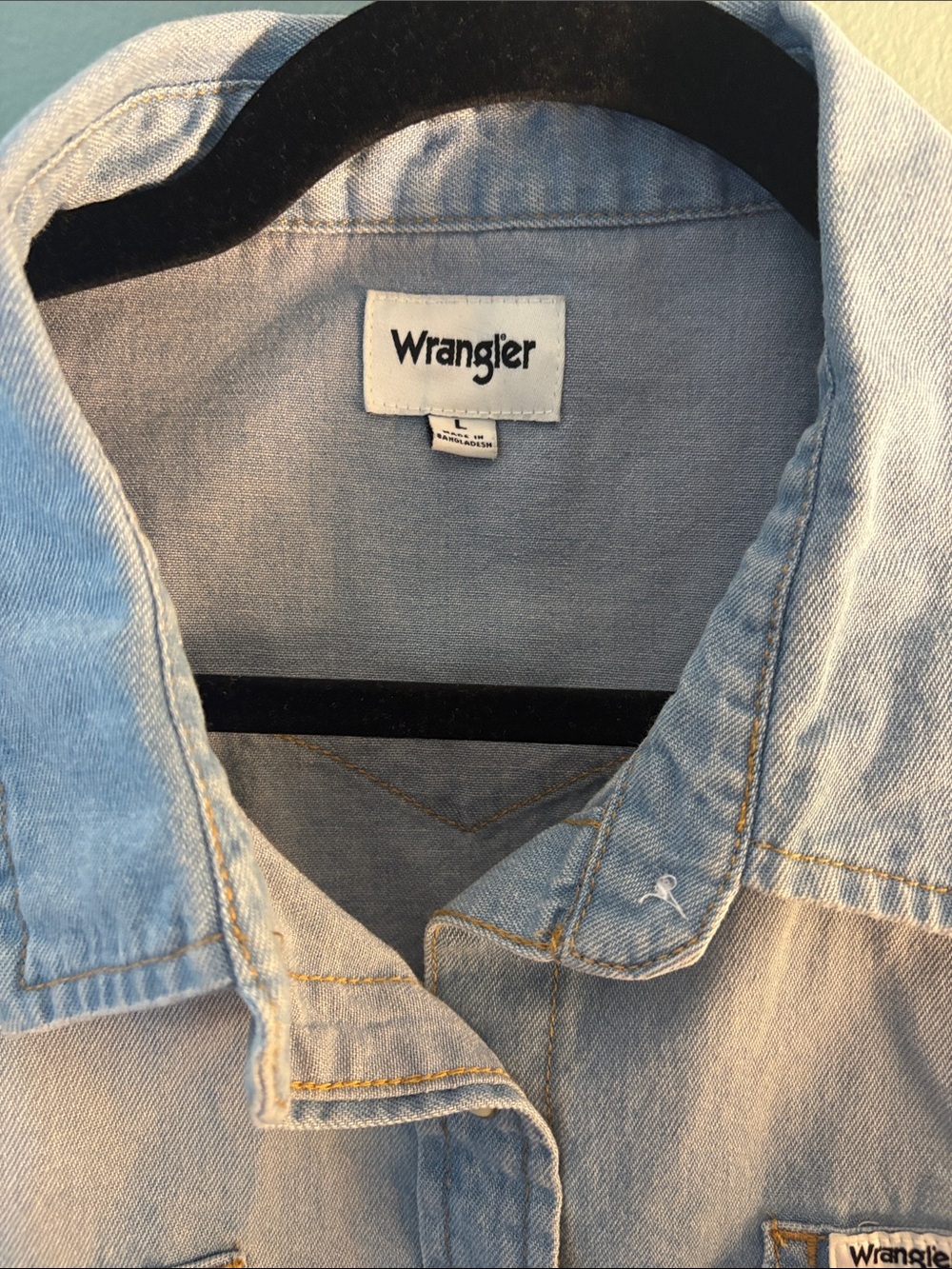 Wrangler Light Blue Fringed Cropped Denim Jacket - Picture 2 of 5